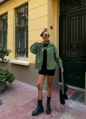 Çift Cepli Oversize Denim Gömlek Ceket thumbnail 1