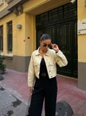Çift Cep Denim Crop Ceket thumbnail 2
