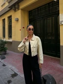 Çift Cep Denim Crop Ceket thumbnail 1