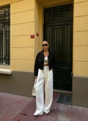 Çift Cep Denim Crop Ceket thumbnail 3