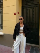Çift Cep Denim Crop Ceket thumbnail 1