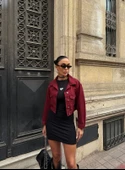 Çift Cep Denim Crop Ceket thumbnail 4