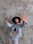 Saçak Detaylı Denim Ceket thumbnail 4