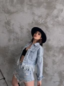 Saçak Detaylı Denim Ceket thumbnail 2