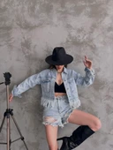 Saçak Detaylı Denim Ceket thumbnail 1