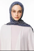 Marrakech Desen Çift Taraflı Şal Lacivert - Bej thumbnail 5