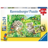Ravensburger Koala ve Panda 2x24 Çocuk Puzzle thumbnail 1
