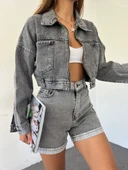 Fermuarlı Çift Cepli Denim Ceket thumbnail 6