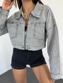 Fermuarlı Çift Cepli Denim Ceket thumbnail 8