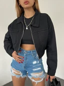 Fermuarlı Çift Cepli Denim Ceket thumbnail 5