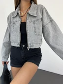 Fermuarlı Çift Cepli Denim Ceket thumbnail 9