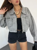 Fermuarlı Çift Cepli Denim Ceket thumbnail 3