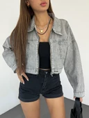 Fermuarlı Çift Cepli Denim Ceket thumbnail 5