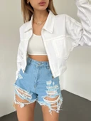 Fermuarlı Çift Cepli Denim Ceket thumbnail 5