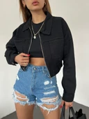 Fermuarlı Çift Cepli Denim Ceket thumbnail 4