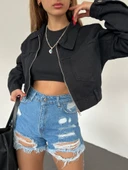 Fermuarlı Çift Cepli Denim Ceket thumbnail 2