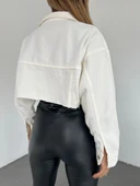 Çift Cepli Yıkamalı Crop Denim Ceket thumbnail 6