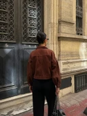 Çift Cepli Denim Crop Ceket thumbnail 5