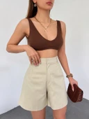 Kemerli Mom Kalıp Denim Şort thumbnail 1