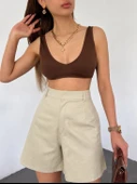 Kemerli Mom Kalıp Denim Şort thumbnail 4