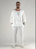 Oversize Ekru Keten Takım COC3205 thumbnail 1