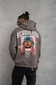 Erkek School Boy Baskılı Kapüşonlu Sweat - Gri thumbnail 1