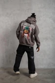 Erkek School Boy Baskılı Kapüşonlu Sweat - Gri thumbnail 3
