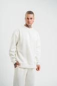 Uzun Kol Bisiklet Yaka Basic Sweatshirt - Beyaz thumbnail 5