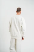 Uzun Kol Bisiklet Yaka Basic Sweatshirt - Beyaz thumbnail 3