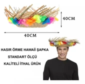 Renkli Püsküllü Örme Hasır Hawaii Şapka thumbnail 4
