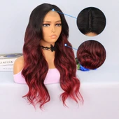 Siyah Kızıl Ombreli Tül Peruk thumbnail 5