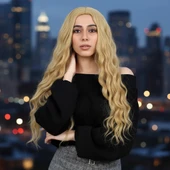 Fiber Sentetik Uzun Su Dalgası Peruk / Sarı thumbnail 1