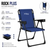 4 Adet Katlanır Kamp Sandalyesi Seti - Rock Plus - Lacivert thumbnail 2