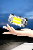 Sensör Kontrollü Şarjlı Beyaz Led Kafa Lambası El Feneri thumbnail 2