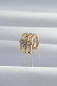 Pirinç Gold Renk Yonca Earcuff Küpe thumbnail 1