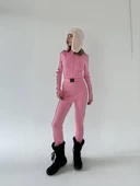 Kemer Detaylı Fermuarlı Tulum - Pembe thumbnail 6