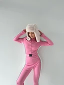 Kemer Detaylı Fermuarlı Tulum - Pembe thumbnail 7