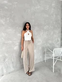 Ayrobin Oversize Kadın Pantalon - Bej thumbnail 6