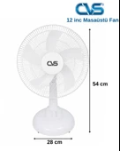 CVS DN 91059 Masaüstü Vantilatör 12 İNÇ Beyaz thumbnail 3
