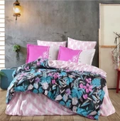 Kingsize Poplin Nevresim Monstera Fuşya thumbnail 1