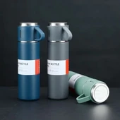 Paslanmaz Çelik Bardaklı Termos Seti 500 ML thumbnail 1