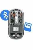 Kablosuz Mouse Fare Şarjlı Bluetooth Wireless Çift Modlu Sessiz thumbnail 4