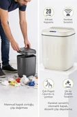 20 Litre Hareket Sensörlü Akıllı Çöp Kovası Beyaz thumbnail 2