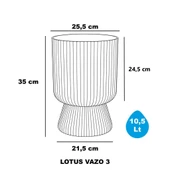 SO-LTSA03 Lotus Ayaklı Plastik Vazo Çiçek Saksı 10,5 Lt No: 3 Siyah 6 Adet thumbnail 2