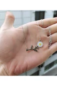 925 Ayar Gümüş Papatya Mineli Gümüş Kolye thumbnail 5