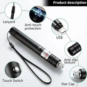 Fithome 100mw Desen Başlıklı Usb Şarjlı Yeşil Lazer Pointer thumbnail 4