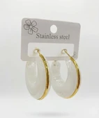 Beyaz Marble  Halka Küpe - Kp00691 thumbnail 1