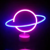 Neon Işıklı Satürn Lamba (pil + Usb) thumbnail 2