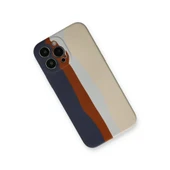 Apple İphone 13 Pro Kılıf Ebruli Lansman Silikon - Lacivert-krem thumbnail 2