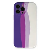 Apple İphone 13 Pro Kılıf Ebruli Lansman Silikon - Mor-beyaz thumbnail 1